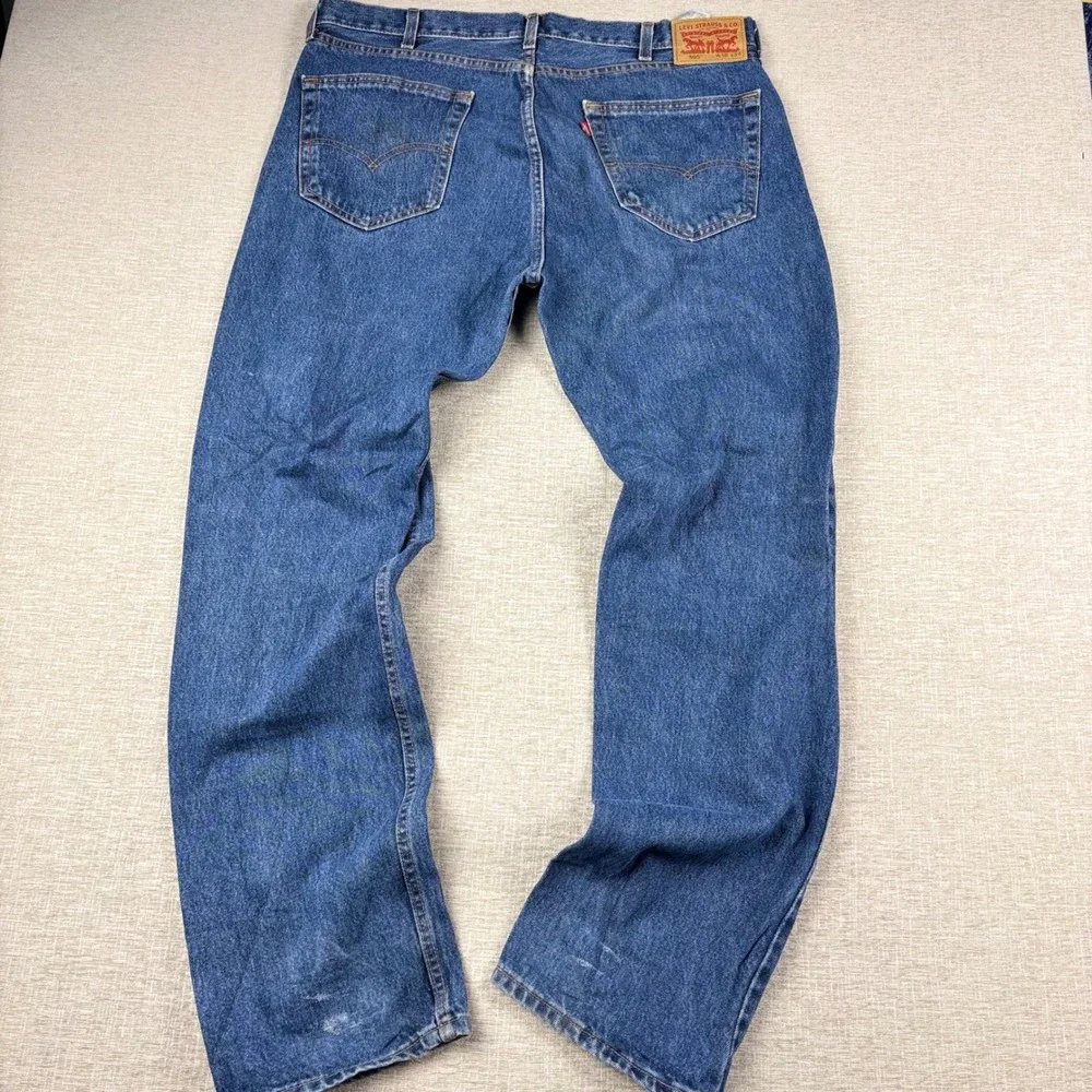 Levis 505 Mens 38x34 Light Distress Jeans Thigh Fade ** Vintage Style ** Denim